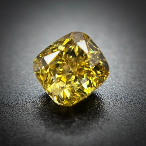 Diamant - 0.51 ct - Coussin - Jaune brunâtre intense - VS2