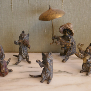 Ensemble de chats musiciens bronze de Vienne