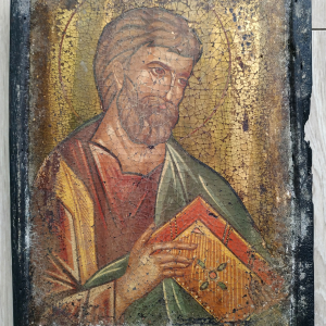 icône religieuse peint sur panneau de bois
