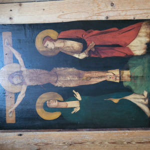 Crucifixion peinture sur bois