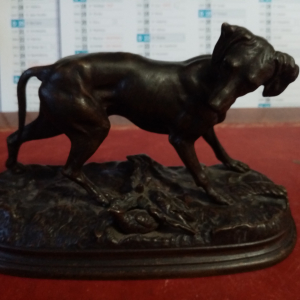 bronze chien épagneul à l'arrêt signé Jules Moigniez