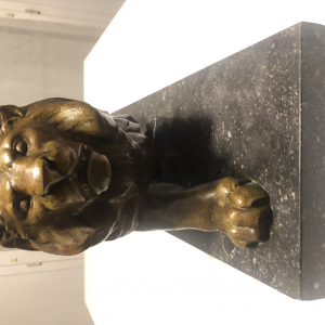 Sculpture Lion en Bronze sur socle Marbre signée E. GUY