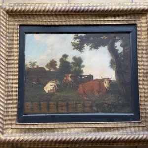 Vache dans un pré - peinture sur bois