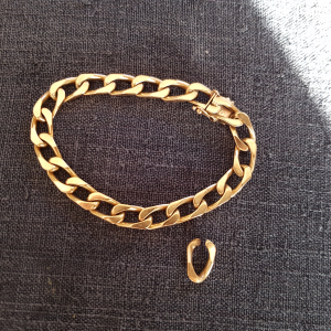 Bracelet gourmette femme or massif jaune et maillon supplémentaire 31 g