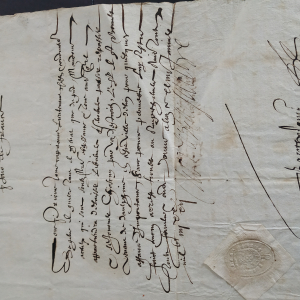 Acte manuscrit de 1592 Duc du Genevoys et de Nemours avec sceau