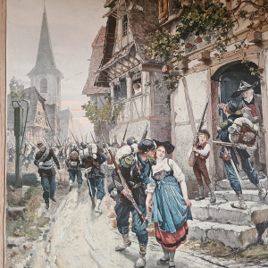 Alphonse Marie de Neuville peinture à l'aquarelle concernant la guerre franco-allemande de 1870.