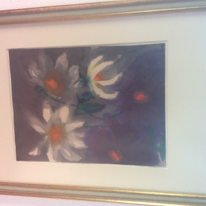 Aquarelle d Emil Nolde dahlias blancs et violets