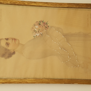 Aquarelle d'Elisabeth Sonrel : portrait de femme vers 1935. Support carton