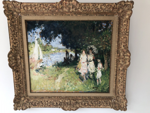 
															Peinture  de Montesin " Au bord de la Seine"
														