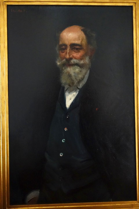 
															Portrait de Martin Rico (peintre) par son ami Joaquin Sorolla en 1901 .Peinture a l'huile de 98,5x63cm
														