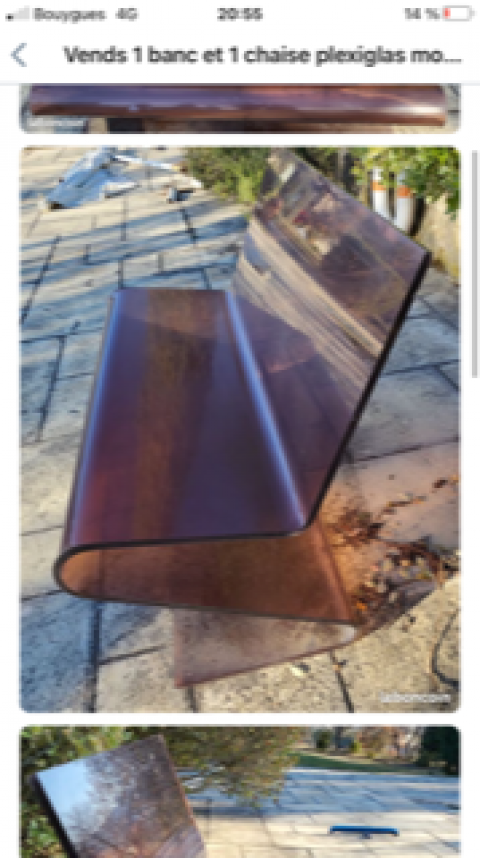 
															banc et chaise plexiglas 1970
														