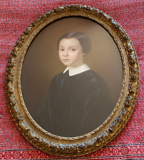 
															Auguste Hervieu (1794-1858) pastel portrait d'enfant signé daté 1856
														