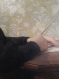 
															Paul Flandrin, huile sur toile, 1881, jeune femme assise à l'écritoire.
														