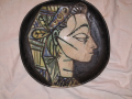 
															Rare plat avec profil jacqueline émaillé par P Picasso
														