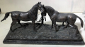 
															Pierre Jules Mène (1810-1879), sculpture deux chevaux en bronze
														