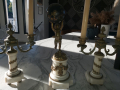 
															Garniture cheminee bronze et marbre
														