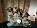
															Sculpture Tigre rugissant en bronze avec pendule (montée sur base en marbre) -  Thomas François CARTIER - Années 1920
														